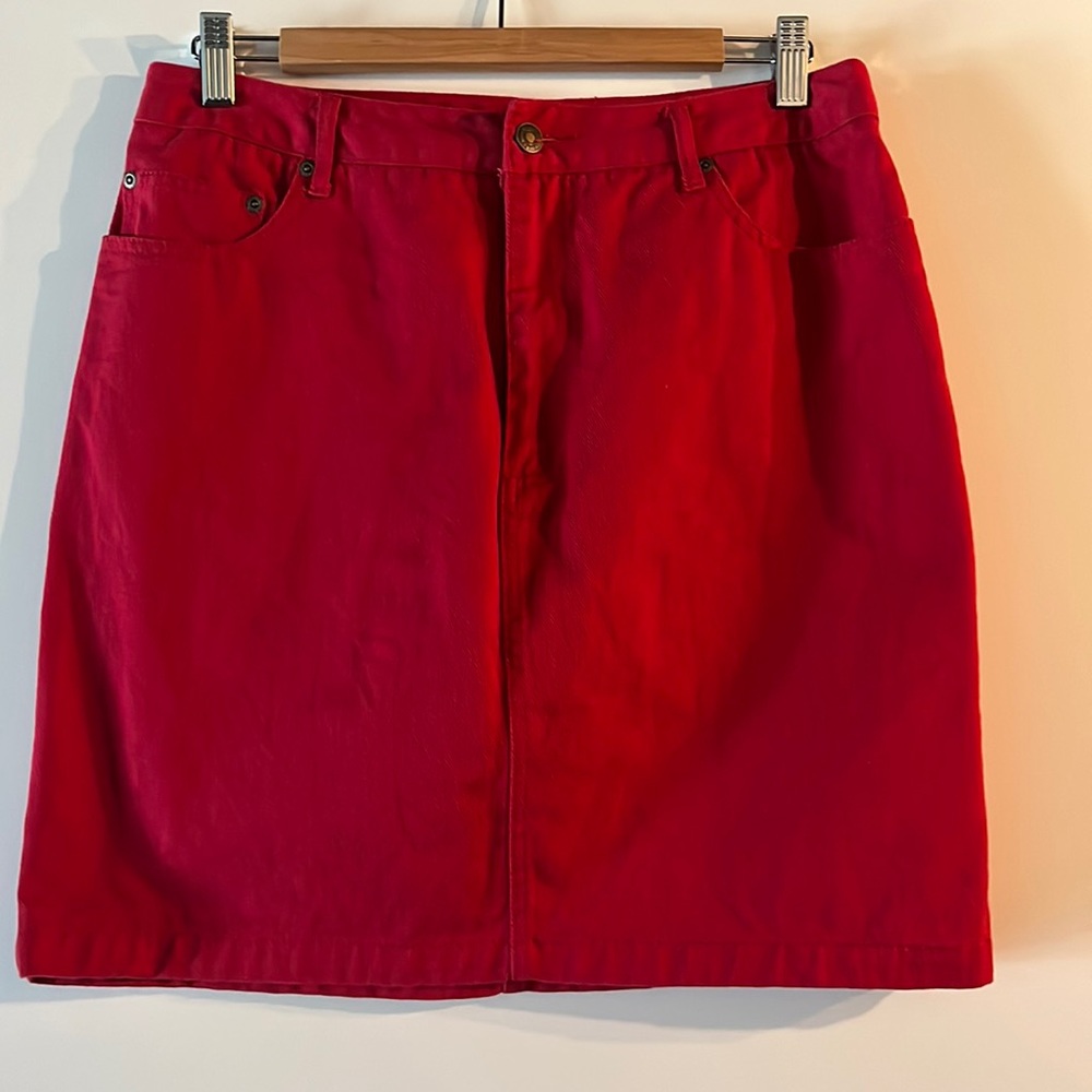 Ladies Red Denim Skirt